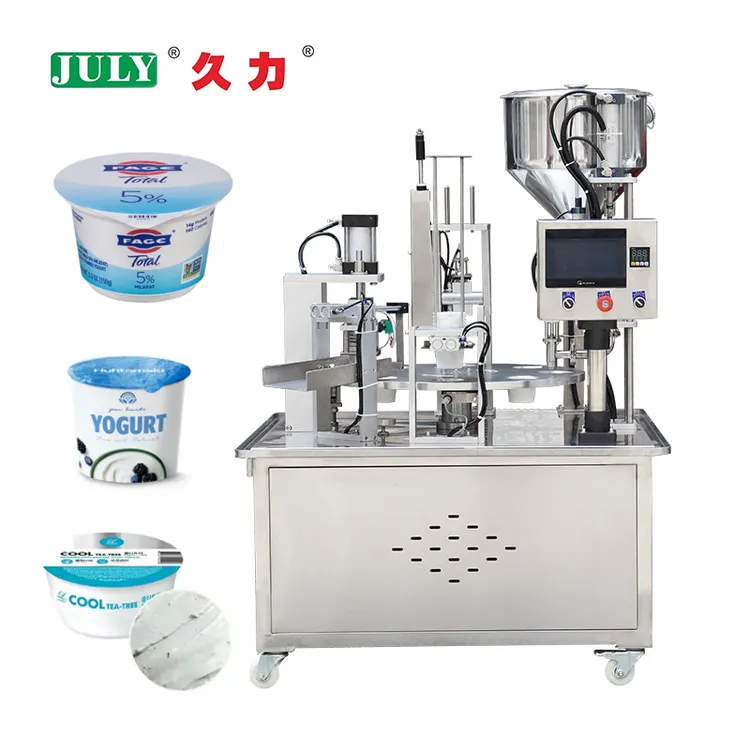 Automatic Yogurt Cup Filling and Sealing Machine Liquid Milk Juice Jelly Cup Filling Packing Machine
