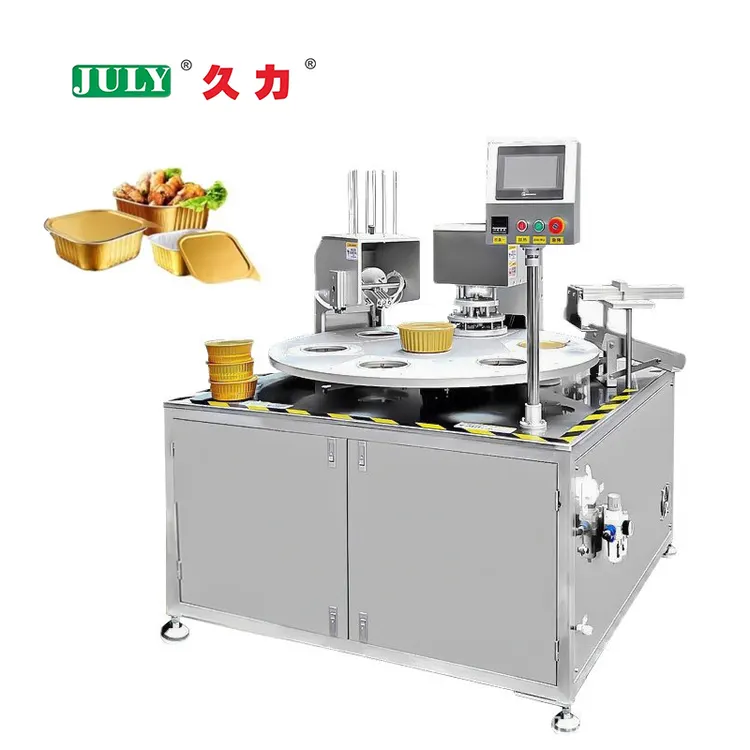 JULY Automatic Disposable Fast Food Box Aluminum Foil Container Sealing Machine Packing Machine