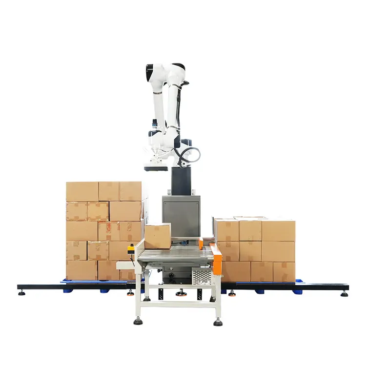 Small Assisted Palletizing Machinery Workshop Stacking Carton Palletizer