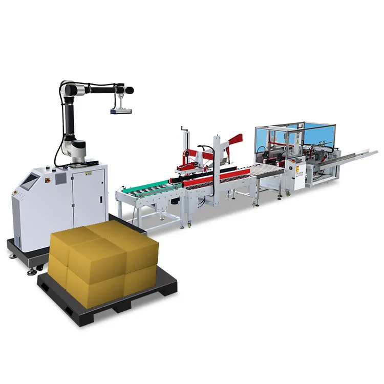 25 Cases/min Automatic Electric Production Line for Beverage Factory Carton Sealing and Stacker