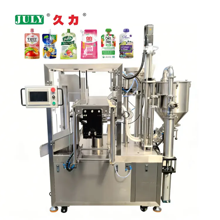 Automatic Filling Capping Sealing 3-in-1 Liquid Juice Doypack Packaging Machine