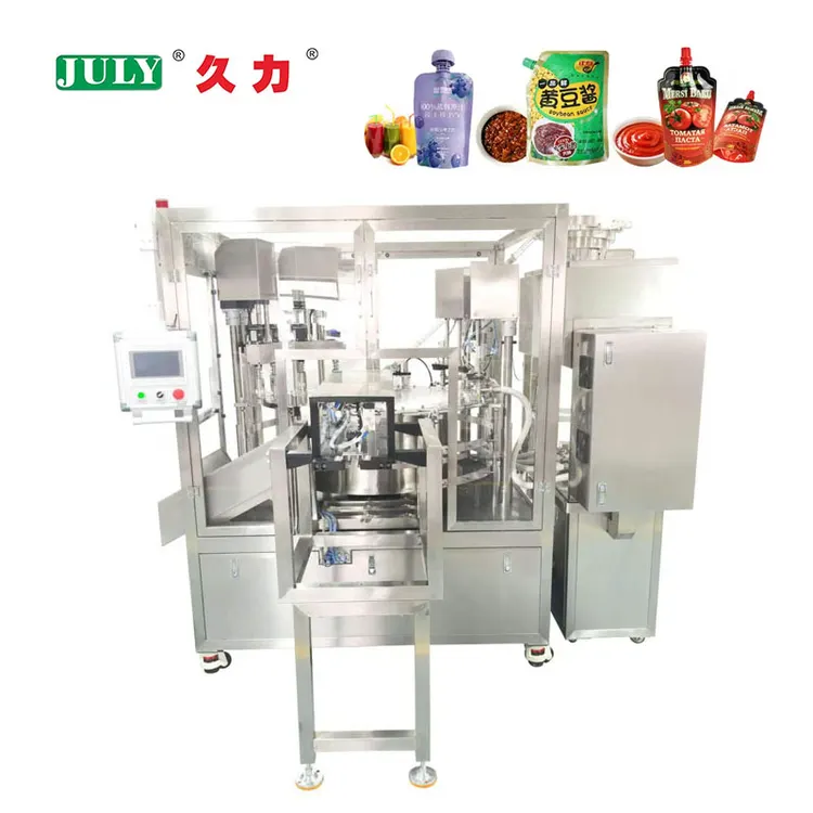 Intelligent Rotary Automatic 6 Nozzle Liquid Sauce Premade Bag Filling Machine