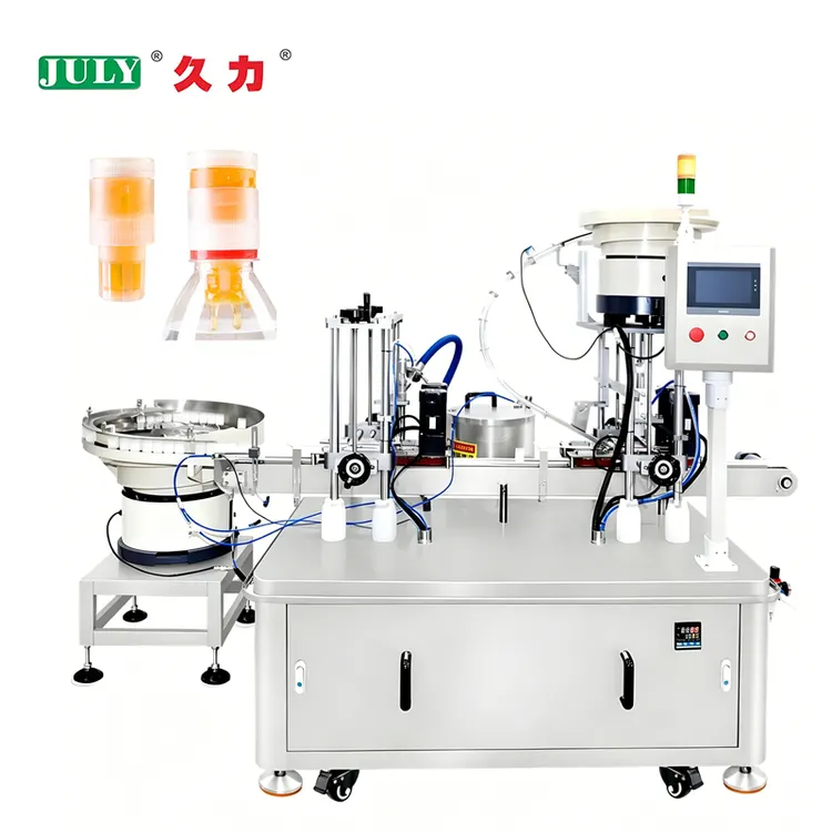Fully Automatic Bottle Relief Lid Liquid Filling Machine Small Plastic Lid Honey Filling and Sealing Machine