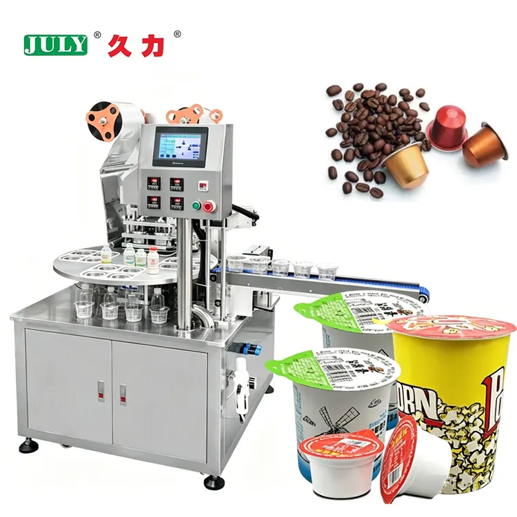 Factory Direct Supply Rotary Type Electric Driven Honey Jelly Milk Yogurt Cup Cold Brew Coffee Sealing and Filling Machine
