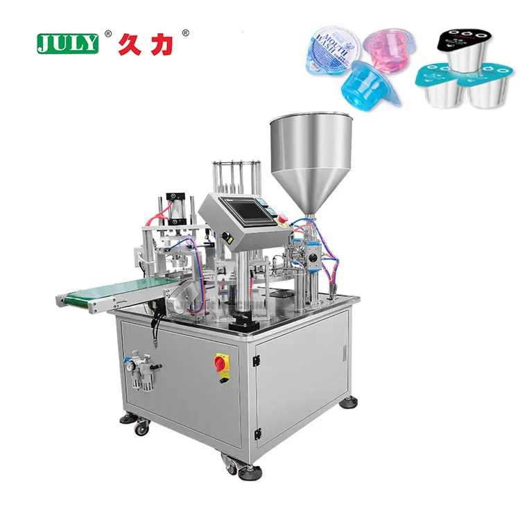 Automatic Double Head Jam Yogurt Cream Juice Cup Filling Aluminum Foil Sealing Machine