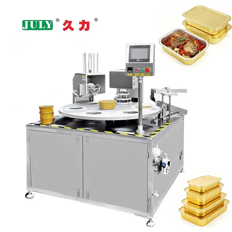 Automatic High Speed Disposable Fast Food Box Aluminum Foil Container Packing and Sealing Machine