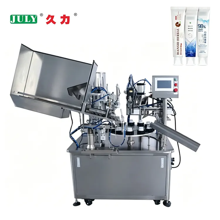 Automatic High Accuracy ±0.5-1% Soft Plastic Dental Gel Tube Filling & Sealing Machine 50-80 Tubes/Min