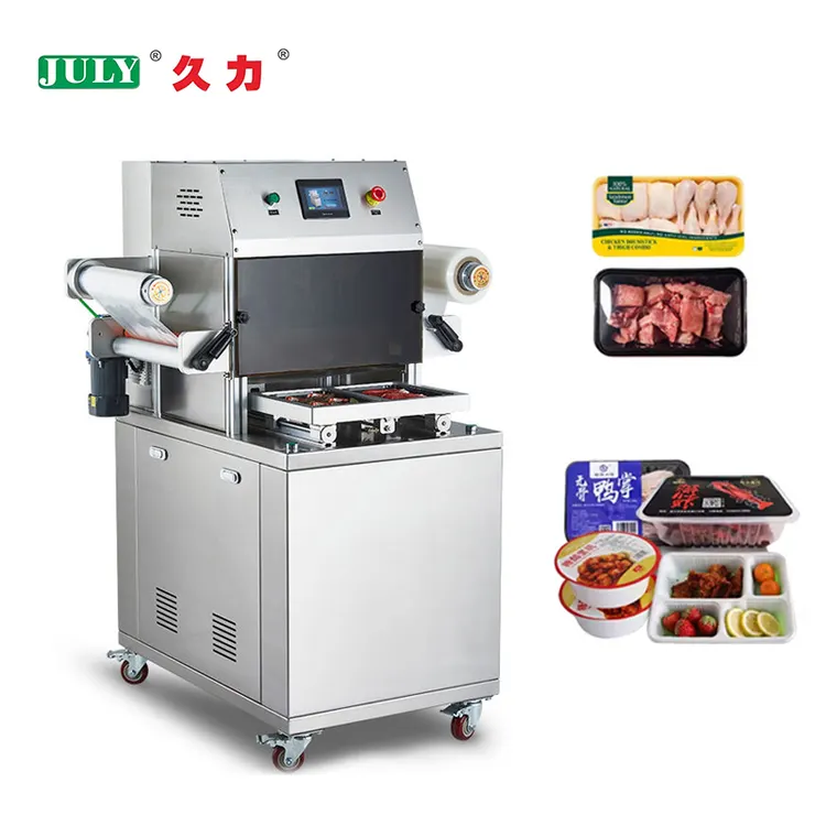 Vertical Atmosphere Vacuum Skin Packaging Machine for Seafood Meat Food Auto Fruit Food Meat Packing Sealer