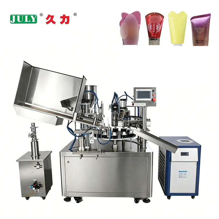 Semi Automatic Turntable Cosmetic Irregular Shaped Tube Filling and Sealing Machine