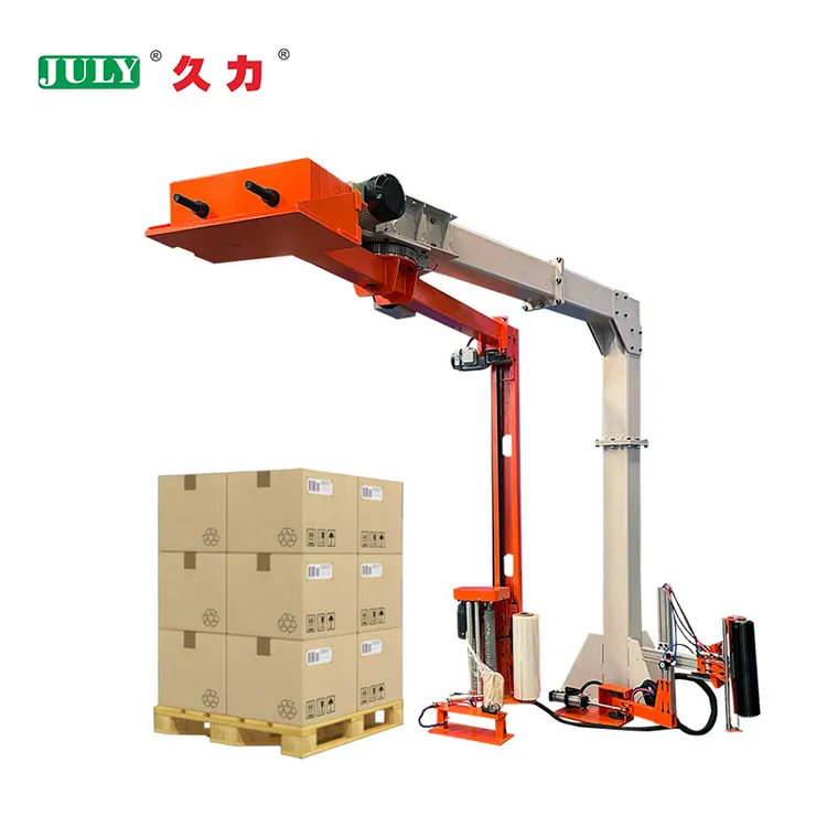 Automatic Rotary Arm Pallet Stretch Wrapper Machine Film Stretch Palletzing Winding Machine