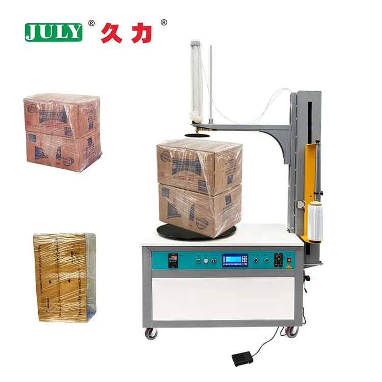 Small Top Press Carton Box Stretch Film Wrapping Machine Plastic Pallet Winding Machine