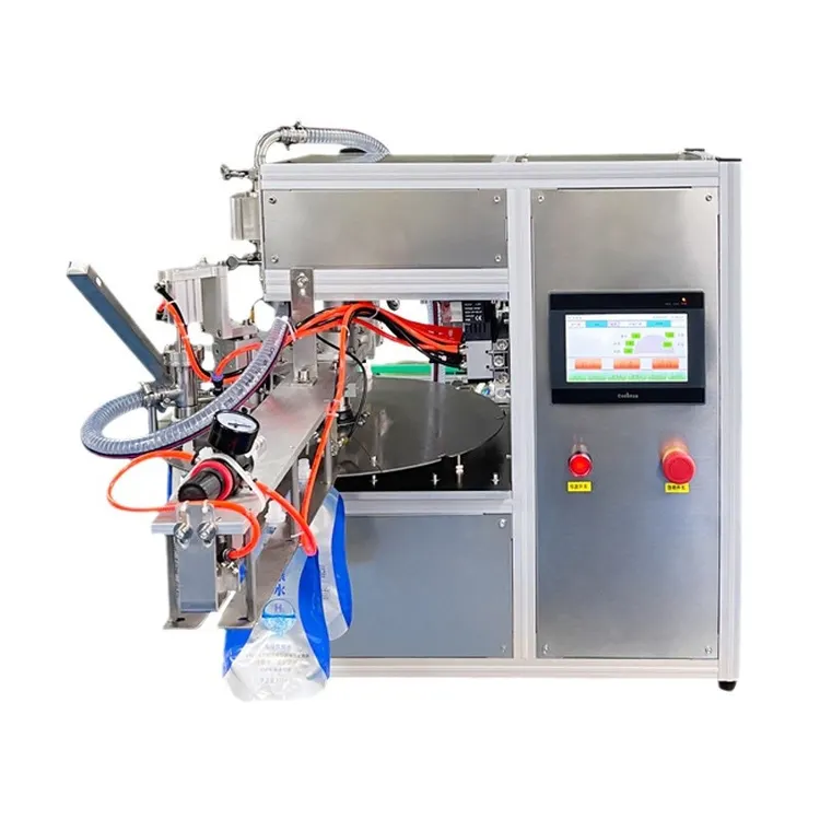 Automatic Desktop Rotary 250ml Juice Sauce Stand up Pouch Filling and Capping Machine