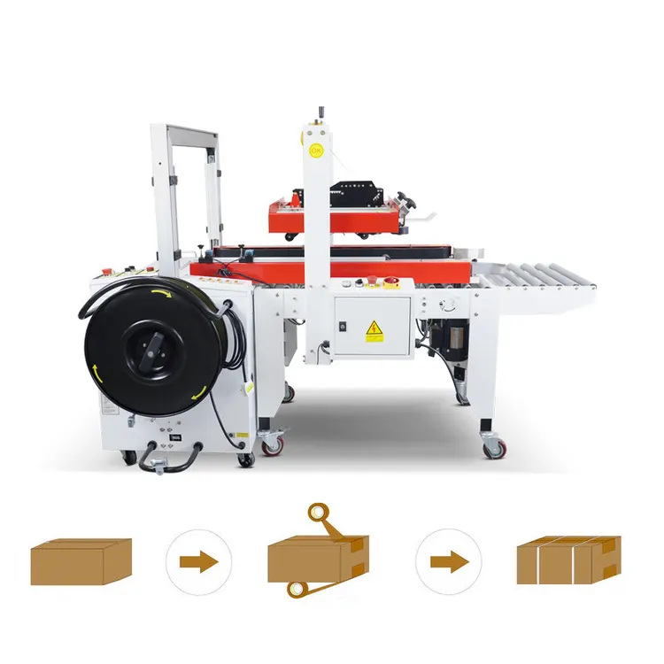 Julyr Automatic Carton Sealing Machine Cover-folding Carton Sealer and Strapping Machine