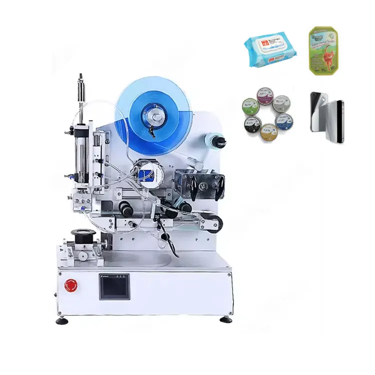 Semi-Automatic Plane Labeling Machine Paper Card Pe Bag Plastic Parts Concave Bottle Cap Color Box Toy Hardware Labeling