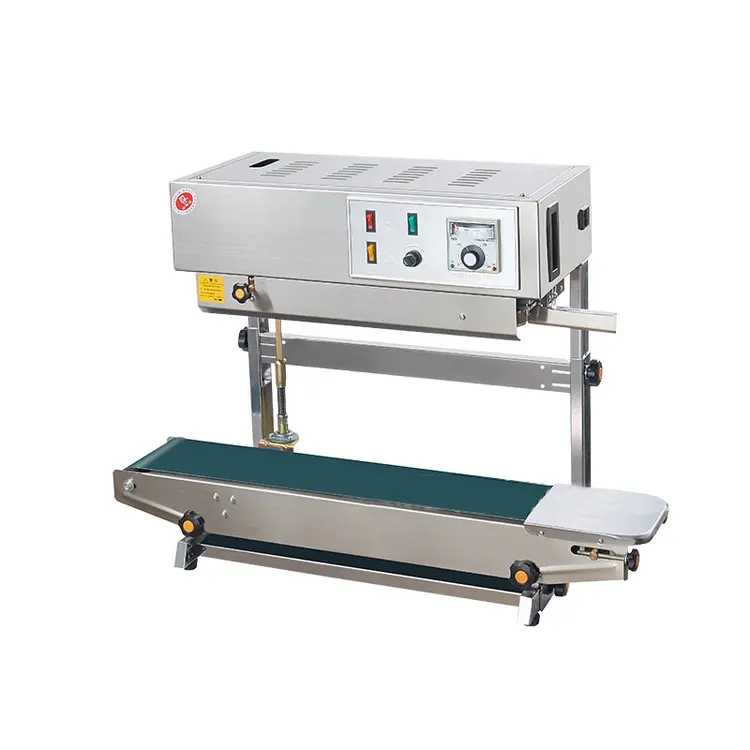 Continuous Vertical Film Band Sealer Machine Plastic Bags Automatic Foil Pouch Sealing Machine With Date Printing
