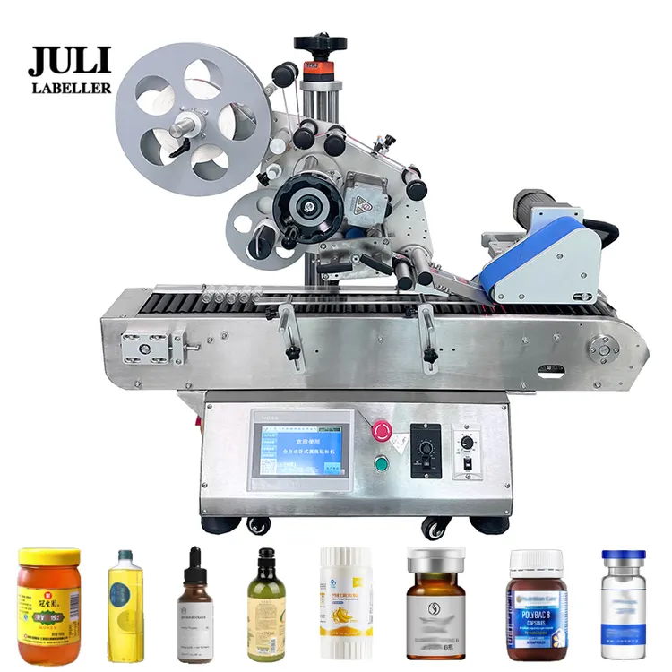 Desktop Oral Liquid Round Bottle Labeling Machine Applicator for Adhesive Sticker on Oil Bottles Tube Cans Labeling