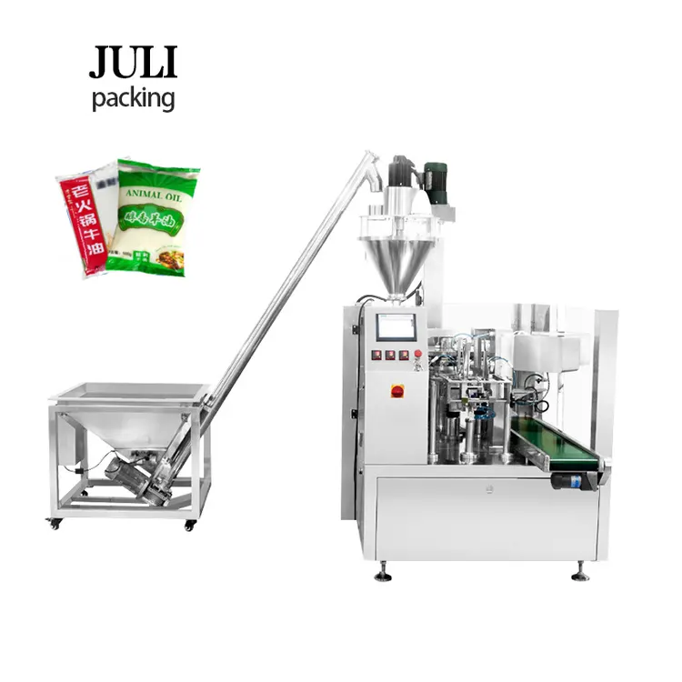 Chilli Flour Coffee Rotary Packing Milk Protein Pouch Filling Powder Zipper Premade Bag Packaging Machine