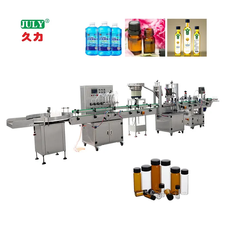 Automatic Small Glass Round Bottle Beer Drink Honey Liquid Paste Filling Machine Labeling Machine Line
