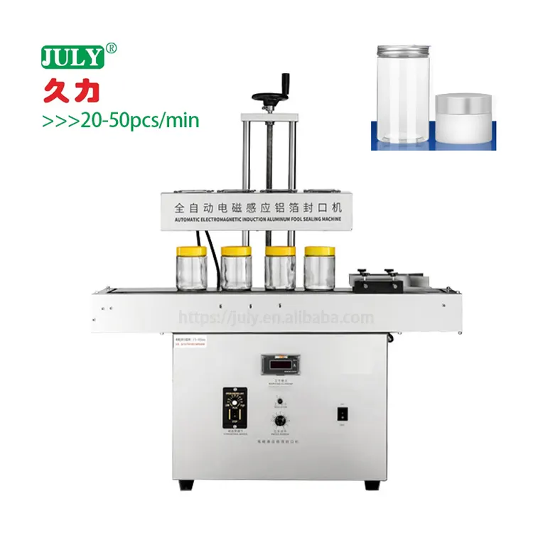 Custom Induction Aluminum Foil Plastic Glass Bottle Sealing Machine with Conveyor for Production Line