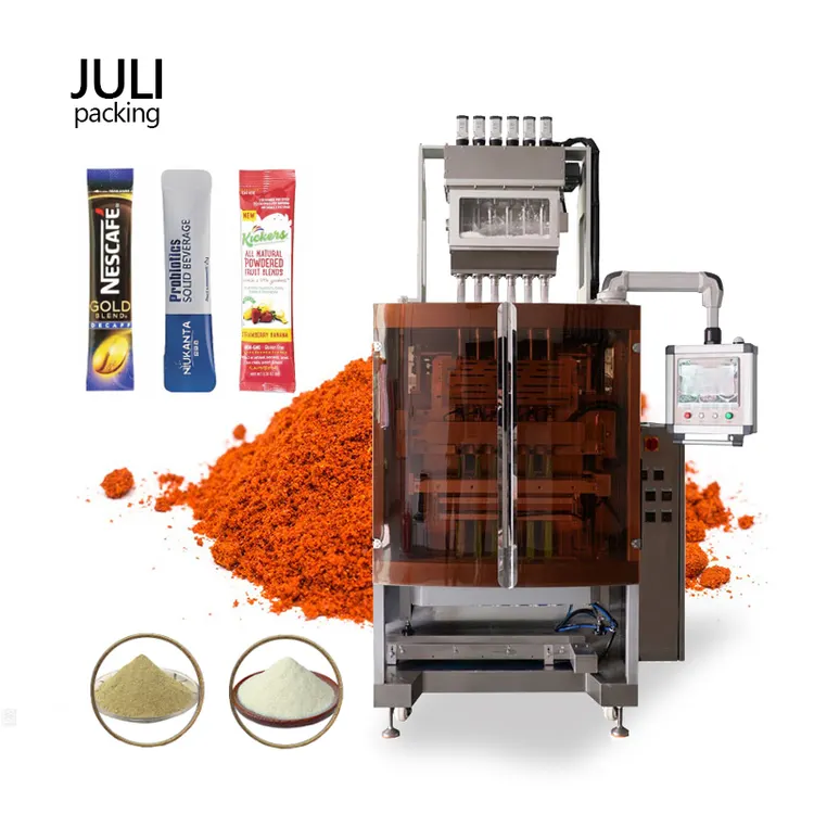 6 lane Automatic Tea Powder Instant Coffee Sachet Stick Powder Multi Track Packing Machine Milk Powder Packaging Machine
