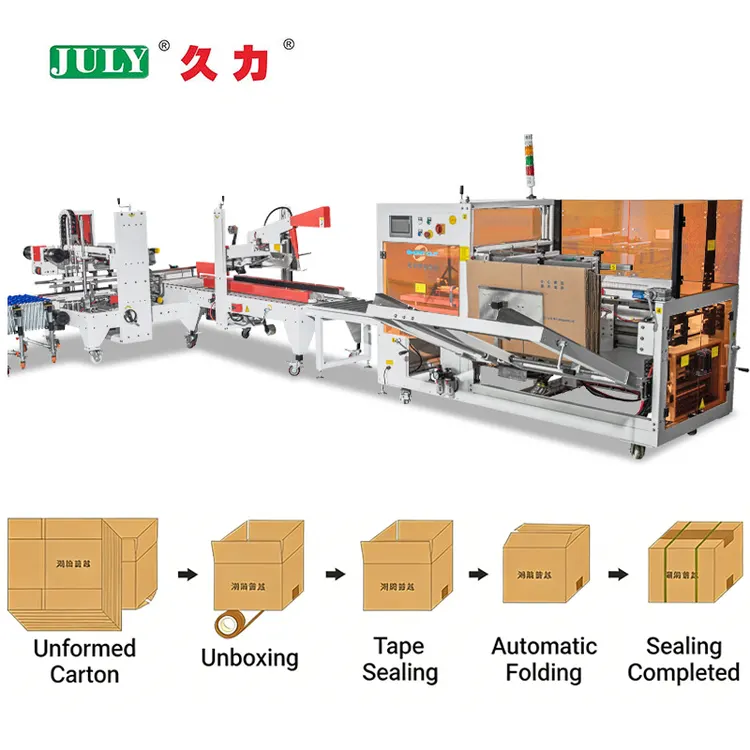 JULY Fully Automatic Carton Case Opening Erector and Bottom Sealer for Transport Boxes