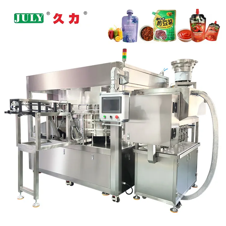 PLC Automatic Chili Yogurt Liquid Detergent Stand-up Pouch Filling Capping Machine