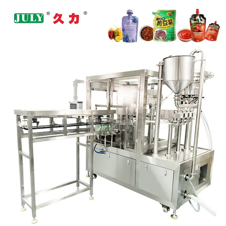 Full Automatic PLC Controlled Liquid Beverage Stand-up Bag Filling Capping Line