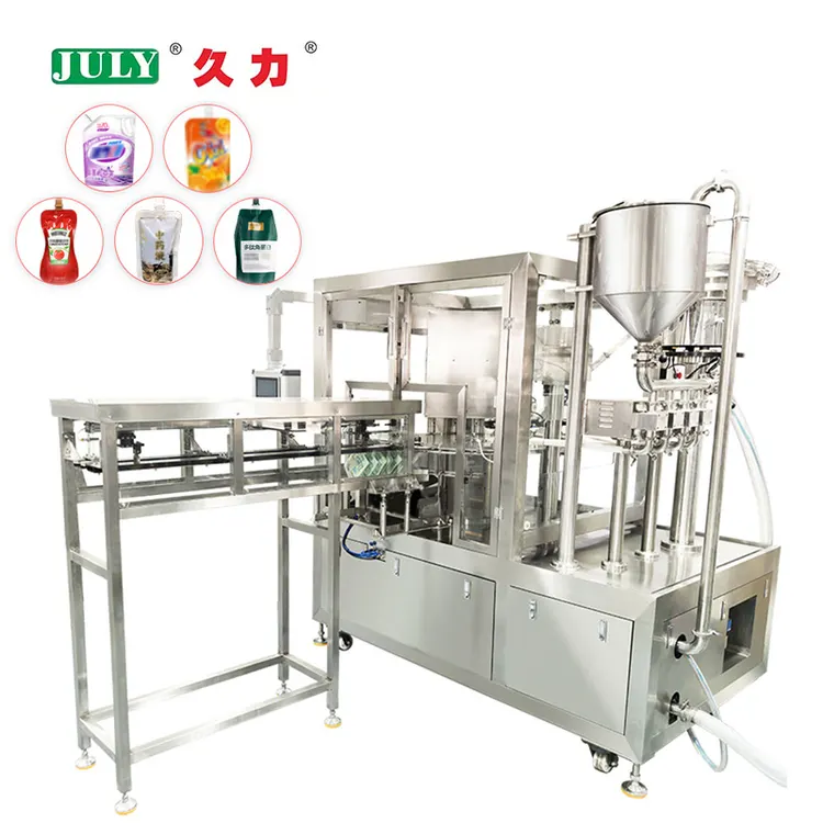Integrated Automatic Doypack Liquid Filling Capping Sealing Dating Packaging Line