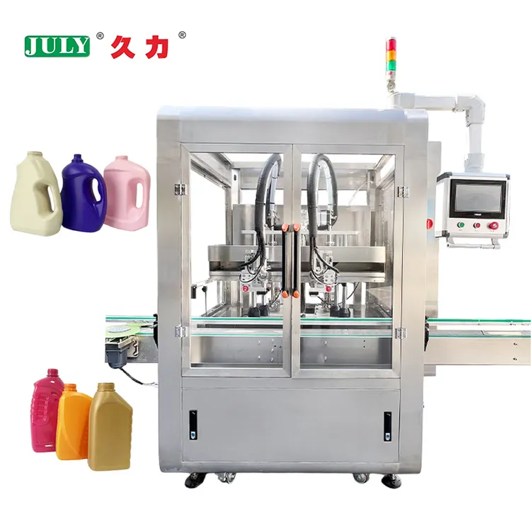 High-Speed Automatic Double Head Tracking Liquid Filling Machine for Soy Sauce Edible Oil Mineral Water Fruit Juice