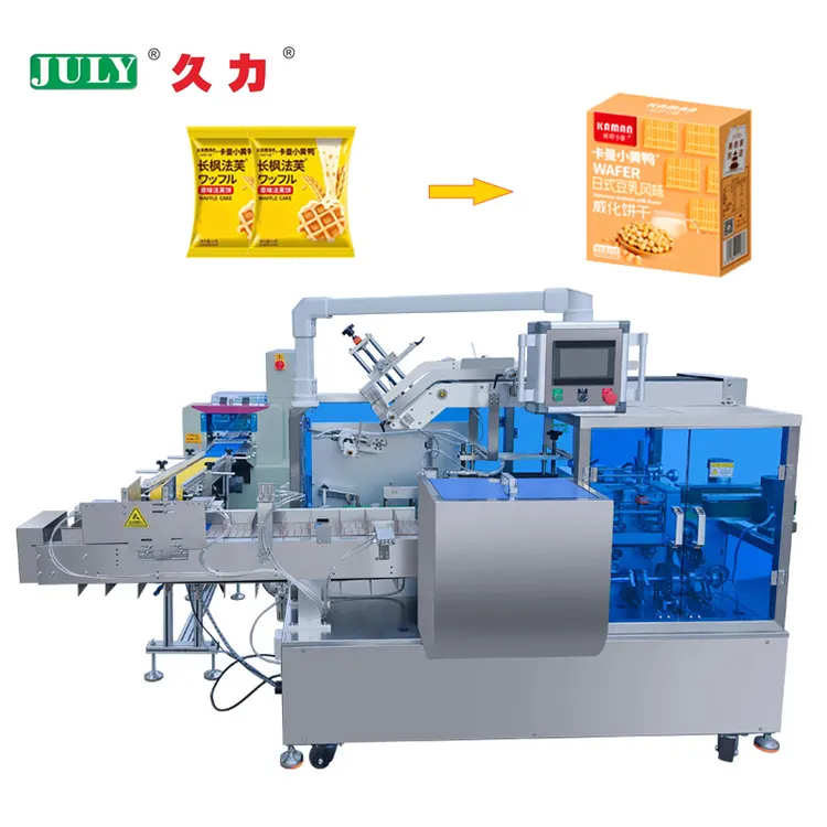 Fully Automatic High Speed Pillow Type Machine Box Cartoning Machine Wiring for Food Snack and Biscuit