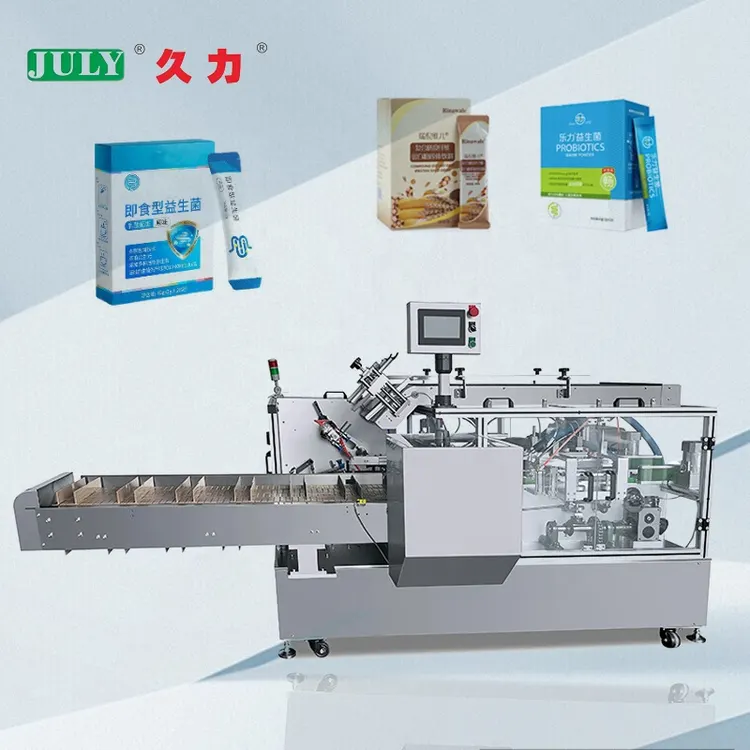 Full Automatic High Speed Inkless Coding Cartoning Machine for Probiotic Food in Strips and Bags Box Packaging Machine