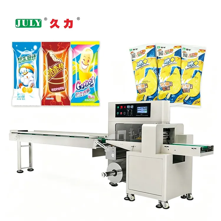 Automatic Horizontal Pillow Flow Packaging Machine for Food Ice Cream Bag Packaging Machine