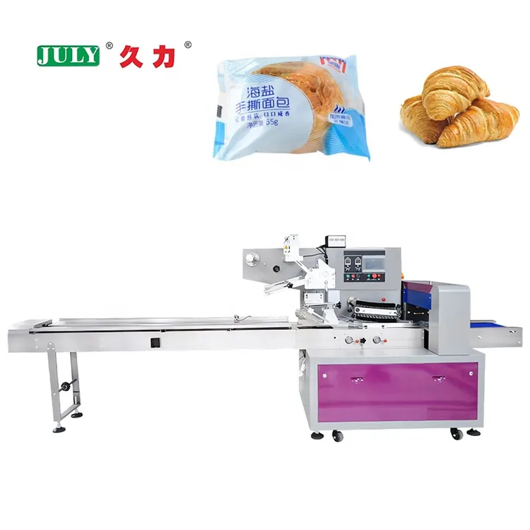 Automatic High Efficient Horizontal Pillow Packing Machine for for Bakery Bread and Sandwich Cake Packaging Machine