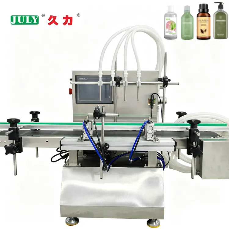 Fully Automatic 4 Head Magnetic Pump Liquid Filling Machine Bottle Filling Machine With Conveyor