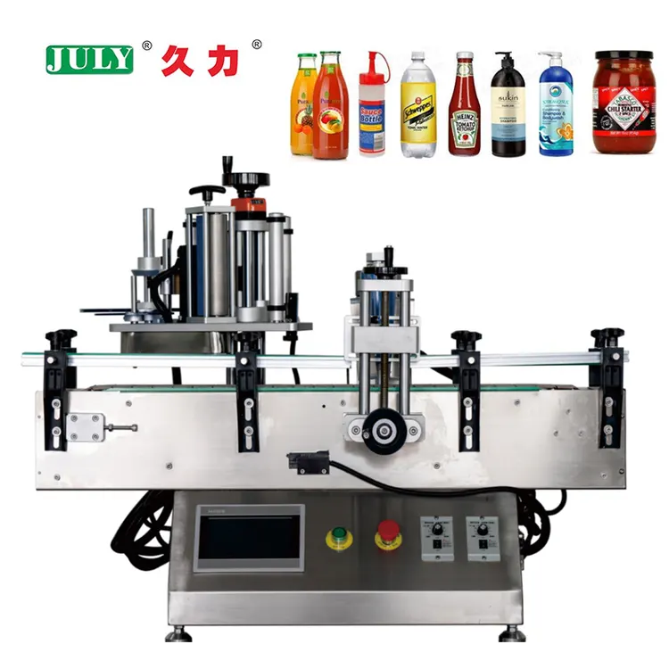 Automatic Desktop Positioning Labeling Machine Standing Round Bottels Tapered Bottles Label
