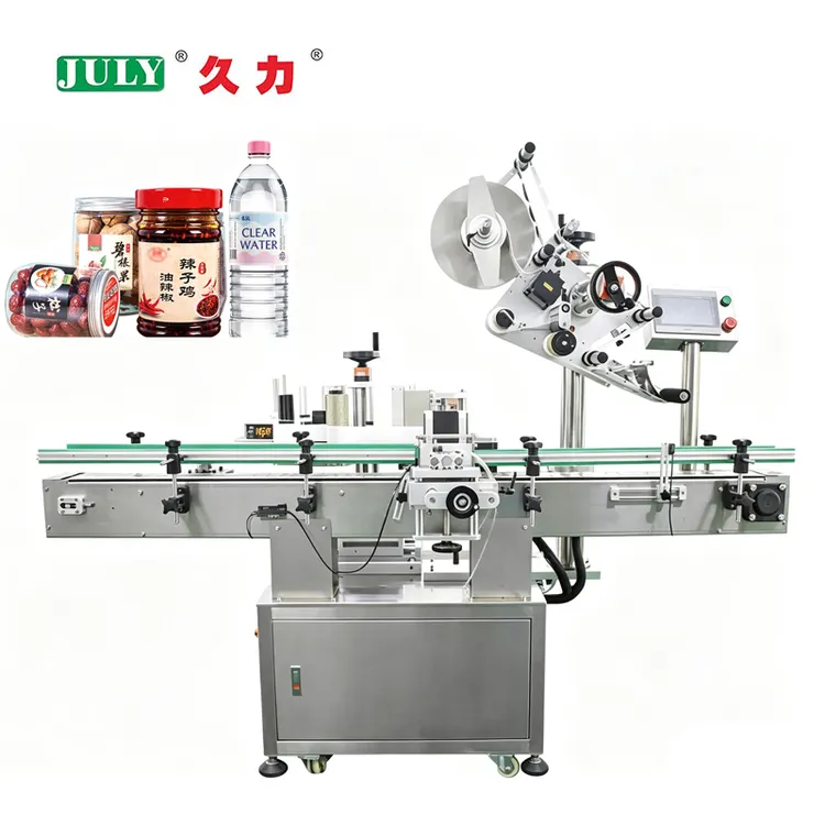 Automatic Upper Plane Labeling Machine Such As Sauce Bottles Mineral Water Bottles Candy Jars