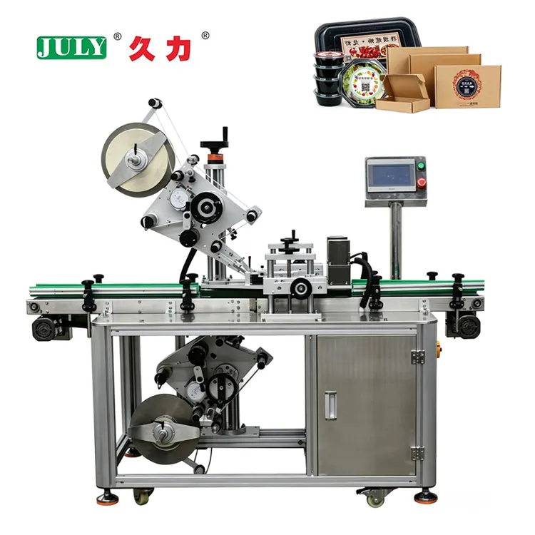 Automatic Upper and Lower Plane Labeling Machine High Precision Cardboard Boxes Plastic Lunch Boxes Labeling Machine