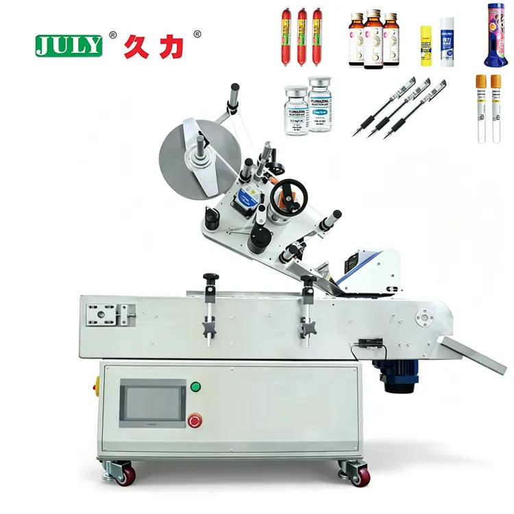 Table Horizontal Round Bottle Labeling Machine for Small Diameter Cylindrical Object Labeling