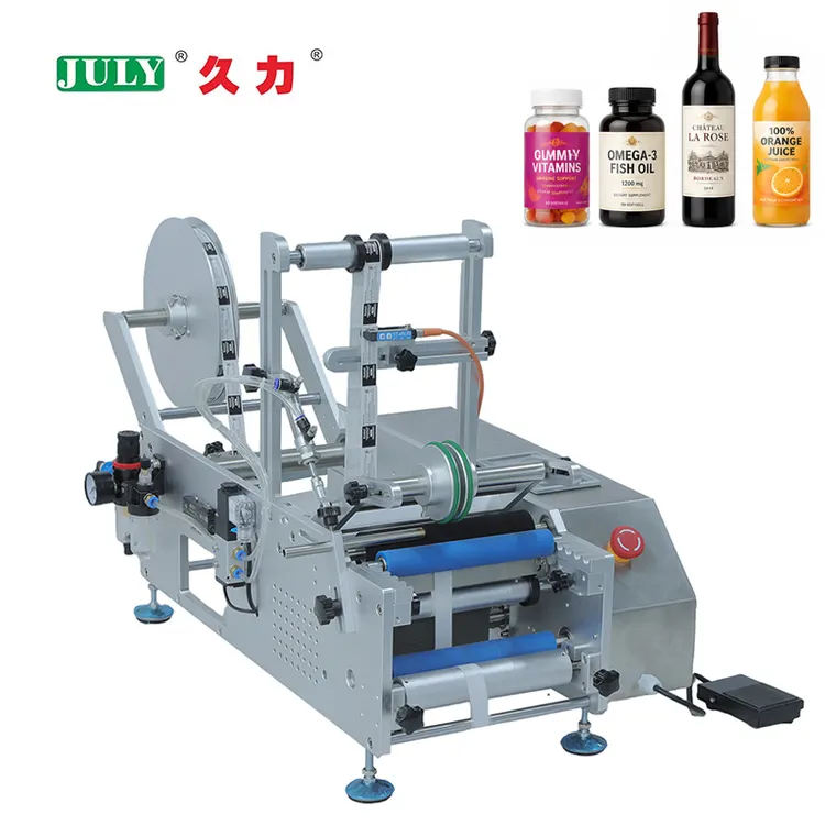 Small Desktop PLC Control Glass Plastic Round Bottles Labeling Machine