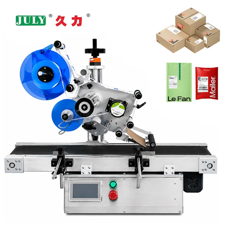 Automatic Desktop Flat Surface Labeling Machine for Adhesive Sticker on Box Card Bag Pouch Jar Lids Bottles