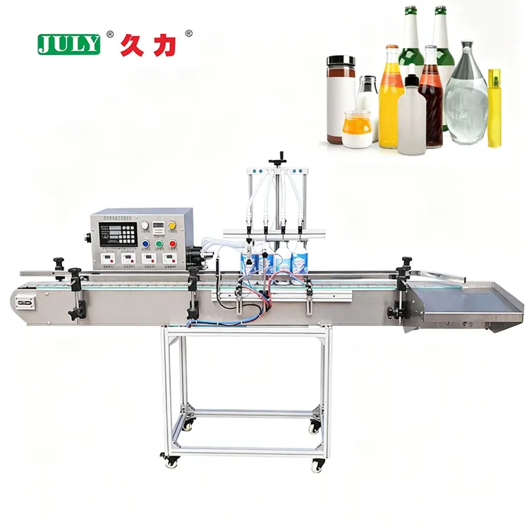 Fully Automatic 4-head Magnetic Pump Liquid Filling Machine for Juice and Beverage Cups