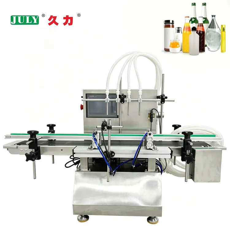 Desktop Automatic 4-head Pump Liquid Filling Machine for Olive Oil Bottles Cosmetic Bottles and Essential Oil Bottles.