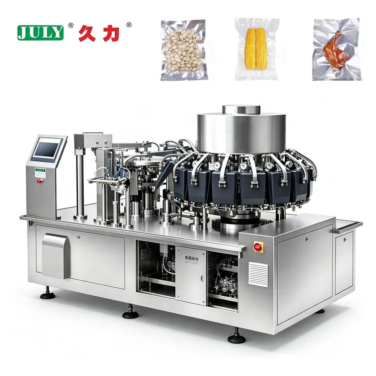 Automatic Rotary Vacuum Premade Bag Packaging Machine for Salted Meat Dry Fish Pork Beef Rice Paper Doypack