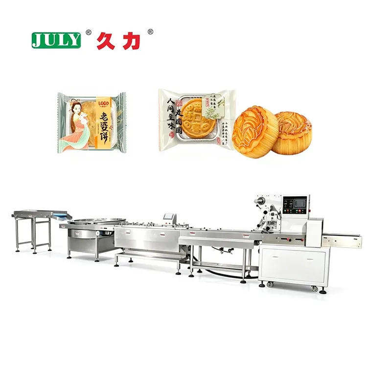Fully Automatic Material Sorting Line Pillow Packaging Machine with Tray Mooncake Food Packaging