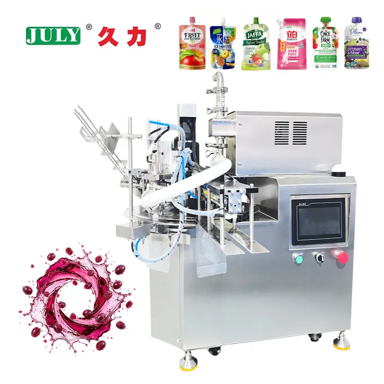 Small Tabletop Automatic Spout Pouch Filling and Capping Machine for Juice Liquid Sauce Packaging Machine