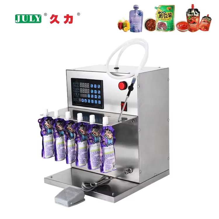 Semi Automatic Pouch Filling Machine with Spout for Stand up Glass and Plastic Milk Beverage Pouches