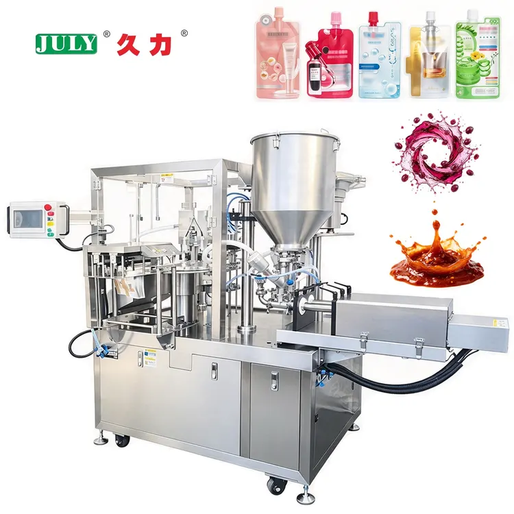 Automatic 2 Heads Premade Spout Pouch Filling Capping Machine for Liquid Paste Cosmetics Lotion Soap