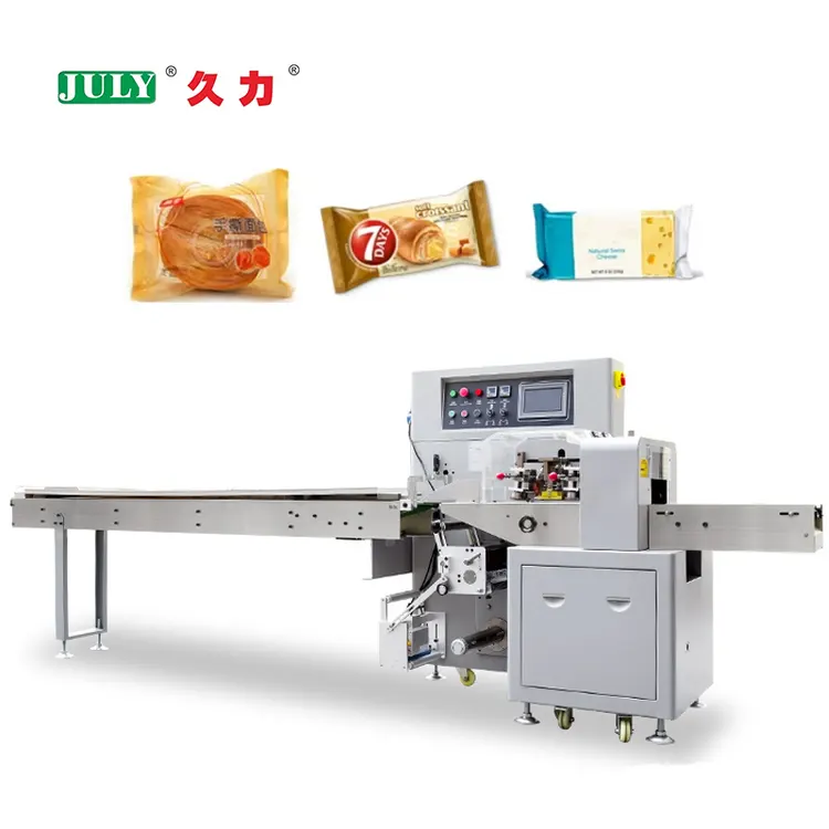 High Speed Bakery Flowpack Machine for Bread Toast Croissant Cake Roll and Hamburger Buns