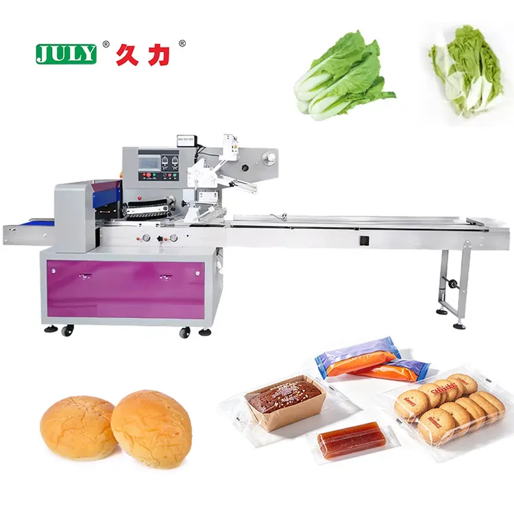 Automatic Pillow Food Packing Machine for Bread Cookies Biscuits Crackers and Wafer Products