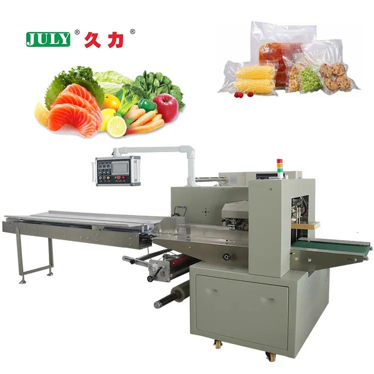Automatic Horizontal Vegetables Meat Flow Vacuum Packing Machine Bag Packaging Machine